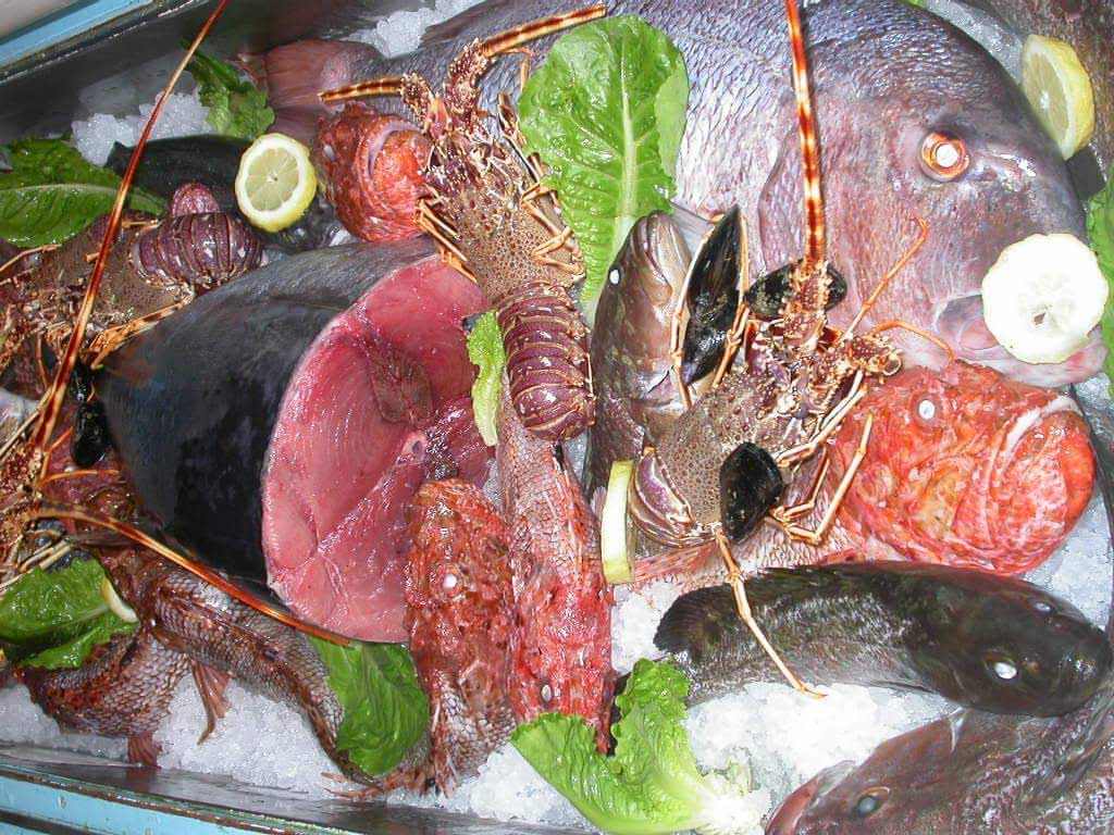 Pescado fresco en el Restaurante La Grotta La Maddalena